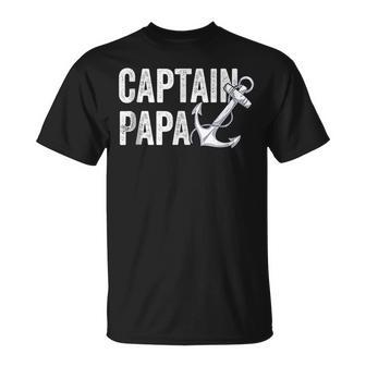 Captain Papa Pontoon Gift Lake Sailor Fishing Boating Unisex T-Shirt | Mazezy
