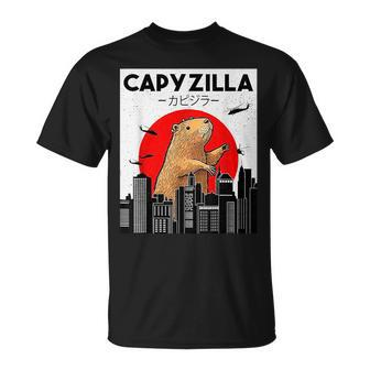 Capyzilla Funny Capybara Japanese Sunset Rodent Animal Lover Gifts For Capybara Lovers Funny Gifts Unisex T-Shirt | Mazezy
