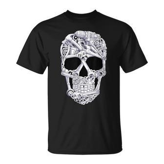 Car Mechanic Tools Skull Garage Halloween Costume Skeleton T-Shirt | Mazezy