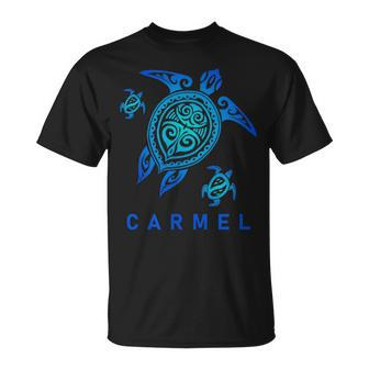 Carmel California Sea Blue Tribal Turtle T-Shirt | Mazezy