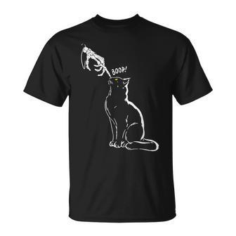 Cat Black Lover Skeleton Hand Boop Halloween T-Shirt | Mazezy