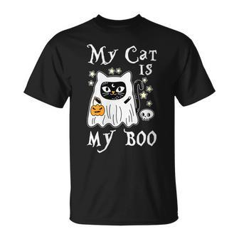 My Cat Is Boo Cat Owner Boo Ghost Lover Halloween Boo T-Shirt | Mazezy