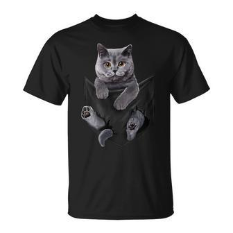 Cat Lovers British Shorthair In Pocket Kitten T-Shirt | Mazezy AU