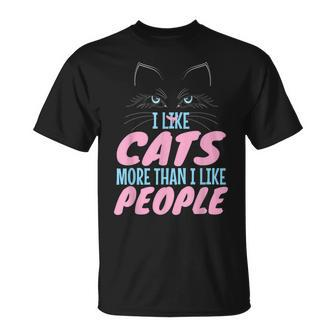 Cat Person I Like Cats More Than People T-shirt - Thegiftio UK