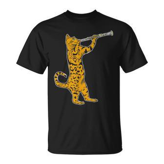 Cat Playing Clarinet Cool Musician Marching Band T-Shirt | Mazezy