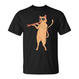 Cat Playing The Clarinet For Kitty Lover T-Shirt | Mazezy