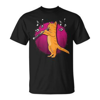 Cat Playing Clarinet Musician Band T-Shirt | Mazezy