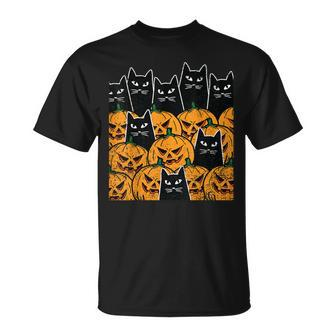 Cat Pumpkin Halloween Costume Spooky Black Animal T-Shirt - Seseable
