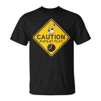 Caution Pups At Play Pup Pride Unisex T-Shirt | Mazezy