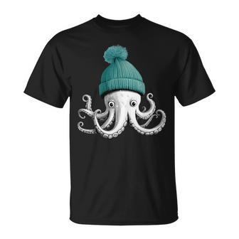 Cephalopod Octopus Lover Chilling In A Cap Novelty Apparel T-Shirt - Seseable