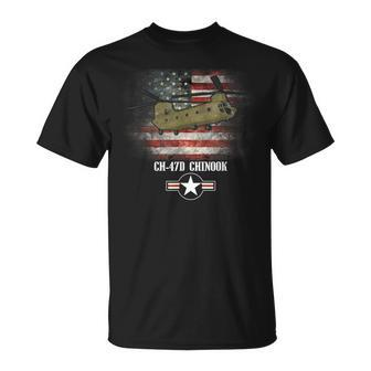 Ch47d Chinook Combat Air Force Veteran Usa Flag Unisex T-Shirt | Mazezy