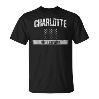 Charlotte North Carolina Pride Distressed Usa Flag Unisex T-Shirt | Mazezy