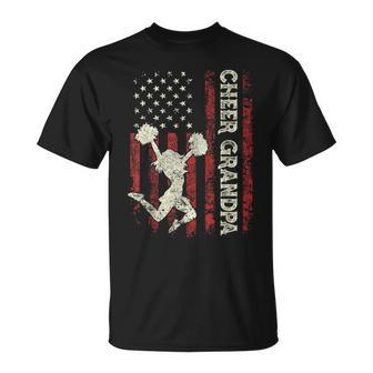 Cheer Grandpa Us Flag Dad Patriotic Cheerleader Fathers Day T-Shirt
