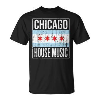 Chicago House Music Stylish Flag Vintage Dance Music Dj T-Shirt | Mazezy