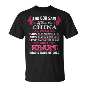 China Name Gift And God Said Let There Be China V2 Unisex T-Shirt - Seseable