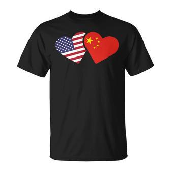 China Usa Flag T Heart Chinese American Love T-Shirt | Mazezy UK