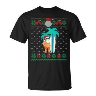 Christmas In July Summer Santa Ugly Xmas Sweater Tropical T-Shirt | Mazezy