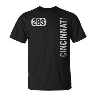 Cincinnati Ohio 283 Area Code Vintage Retro T-Shirt | Mazezy