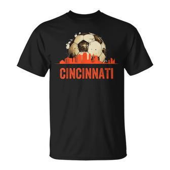 Cincinnati Soccer Queen City Skyline Futbol Fan T-Shirt - Monsterry
