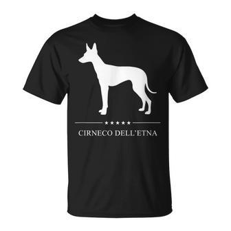 Cirneco Dell'etna Dog White Silhouette T-Shirt | Mazezy