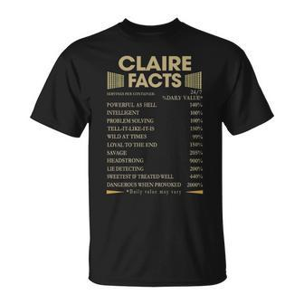 Claire Name Gift Claire Facts Unisex T-Shirt - Seseable