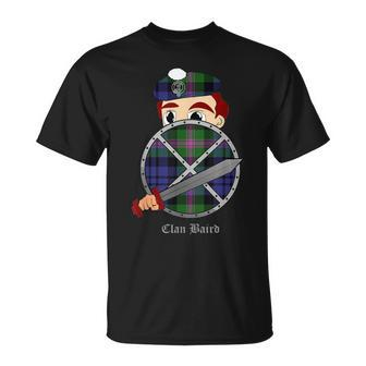 Clan Baird Surname Last Name Scottish Tartan Crest Funny Last Name Designs Funny Gifts Unisex T-Shirt | Mazezy