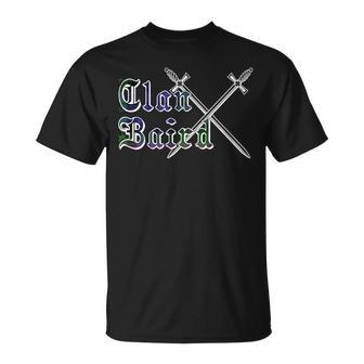 Clan Baird Surname Last Name Scottish Tartan Funny Last Name Designs Funny Gifts Unisex T-Shirt | Mazezy