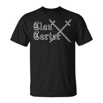 Clan Carter Surname Last Name Scottish Tartan Funny Last Name Designs Funny Gifts Unisex T-Shirt | Mazezy