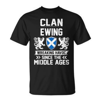 Clan Ewing Scottish Family Clan Scotland Wreaking Havoc T18 Unisex T-Shirt | Mazezy