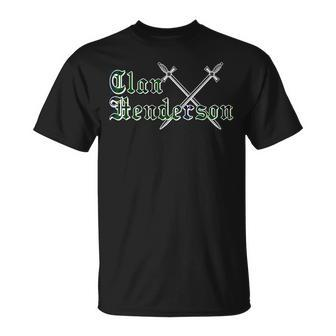 Clan Henderson Surname Last Name Scottish Tartan Funny Last Name Designs Funny Gifts Unisex T-Shirt | Mazezy