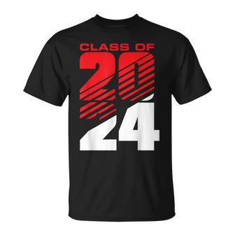 Class Of 2024 High School Senior Graduation Red Sports Style T-Shirt