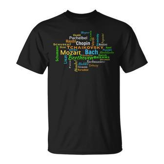 Classical Composers Word Cloud Music Lovers T-Shirt | Mazezy