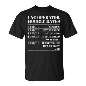 Cnc Operator Hourly Rates Funny Machinist Programmer Labor Unisex T-Shirt | Mazezy