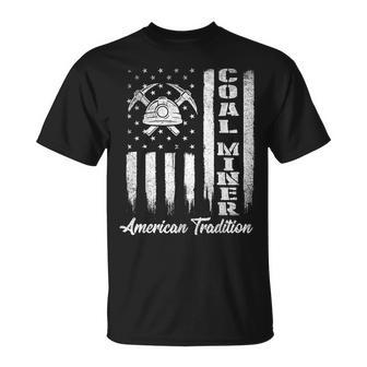 Coal Miner - Usa Flag Patriotic Underground Mining Laborer Unisex T-Shirt - Monsterry AU