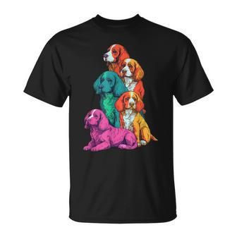 Colorful Lgbt Pride Brittany Dog Pile Unisex T-Shirt | Mazezy