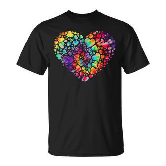 Colorful Tye Dye Die Tie Heart Valentine's Day T-Shirt | Mazezy