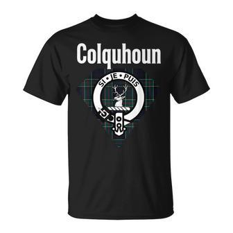 Colquhoun Clan Scottish Name Coat Of Arms Tartan Unisex T-Shirt | Mazezy