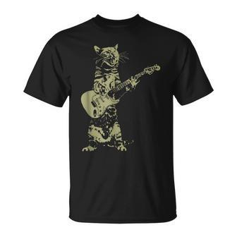 Cool Cat Playing On Acoustic Guitar Funny Cat Lover Gift Unisex T-Shirt - Thegiftio UK