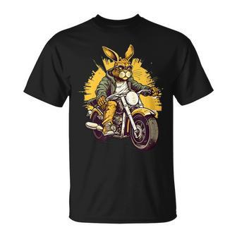 Cool Rabbit Motorcycle Rider Wild Hare Biker Biker Funny Gifts Unisex T-Shirt | Mazezy