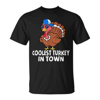 Coolest Turkey In Town Turkey Thanksgiving Boys T-Shirt - Seseable