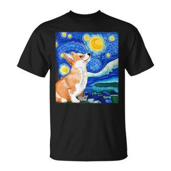 Corgi Starry Night Art Dog Art Corgi Owner Corgi T-Shirt - Seseable