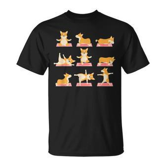 Corgi Yoga -Yoga Corgi Dog On Mat-Cool Gifts Unisex T-Shirt | Mazezy