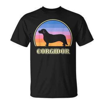 Corgidor Vintage Sunset Dog T-Shirt | Mazezy