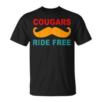 Cougars Ride Free Mustache Rides Cougar Bait Vintage T-Shirt | Mazezy CA