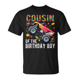 Cousin Birthday Boy Building Blocks Monster Truck T-Shirt | Mazezy