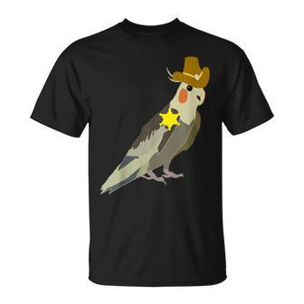 Cowboy Cockatiel Wild West Sheriff Rancer Parrot Bird T-Shirt | Mazezy