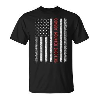 Cowboy Mounted Shooting American Flag 4Th Of July T-Shirt | Mazezy