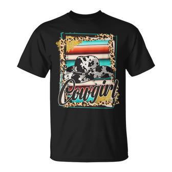 Cowgirl Leopard Cow Pattern Print Serape Rodeo Unisex T-Shirt | Mazezy