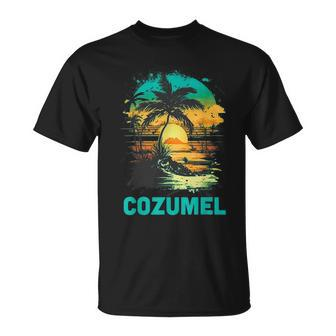 Cozumel Mexico Tropical Sunset Beach Souvenir Vacation Unisex T-Shirt - Seseable