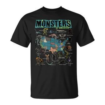 Cryptid Monsters Of America Folklore Creature Cryptozoology T-Shirt - Seseable